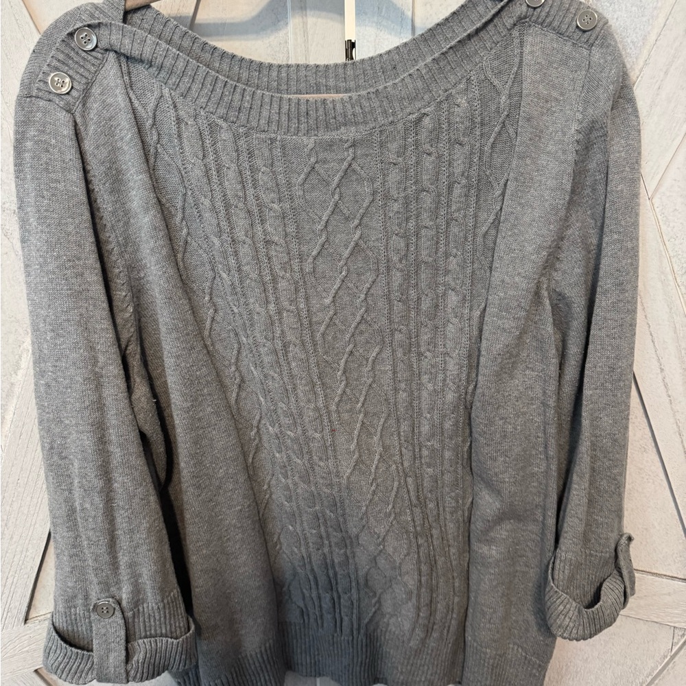 Gray Cable Knit Women's Sweater